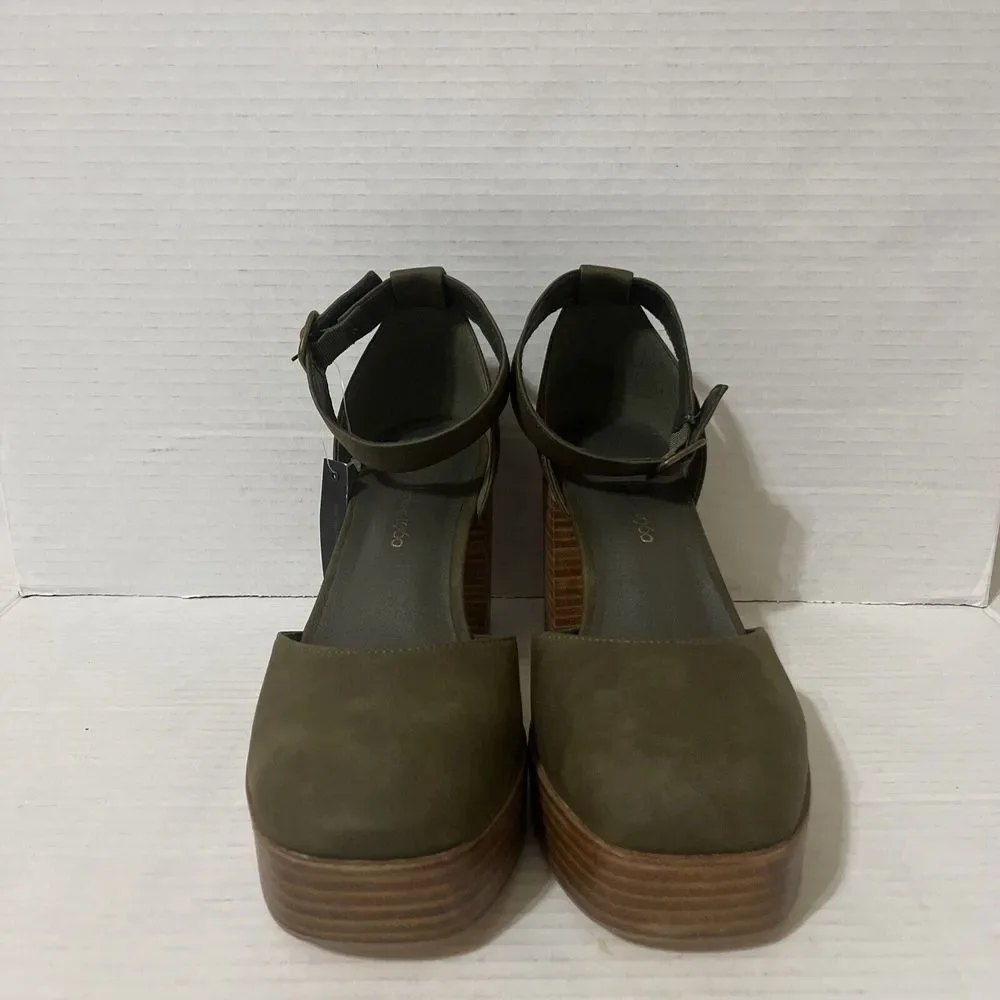 House of Harlow Revolve Tanner Mary Jean Block Heel platform Size 8.5 green - Picture 2 of 9